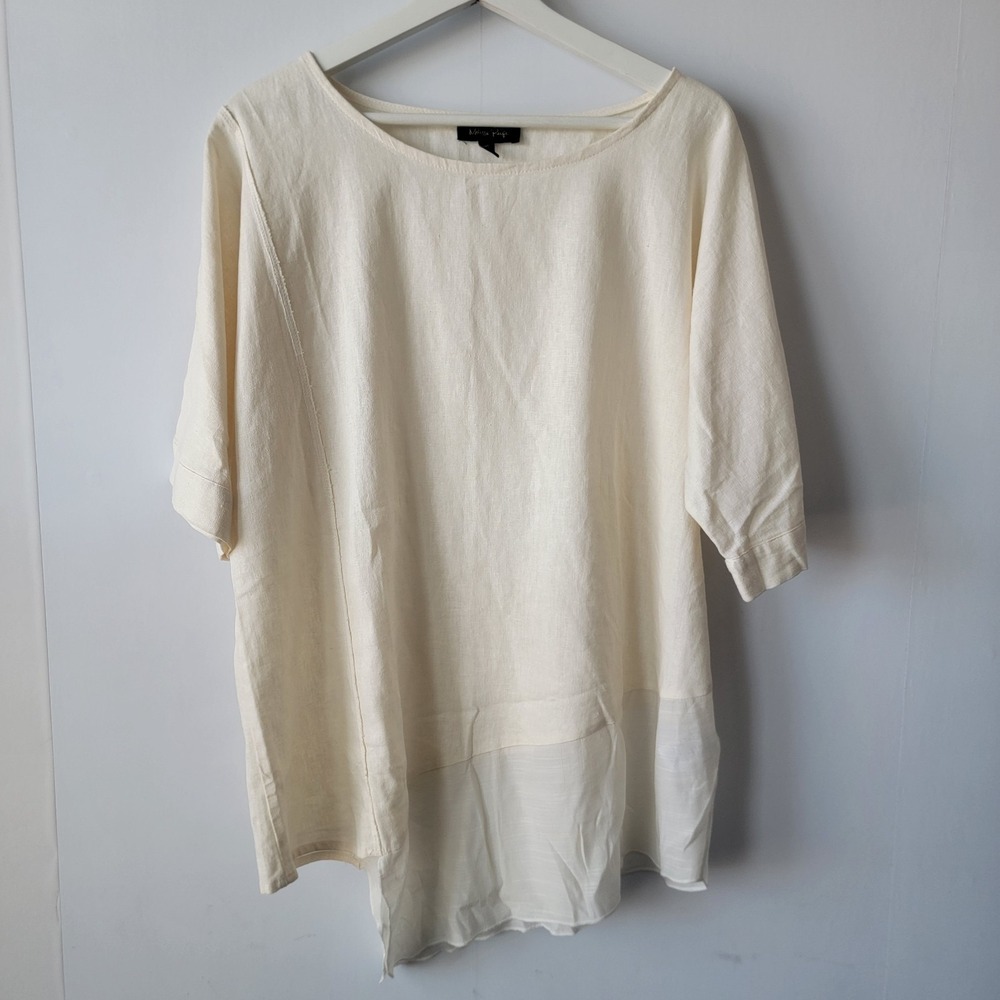 MELISSA PAIGE womens Linen blend Tunic Top size M Lagenlook Boho Hippie Layered